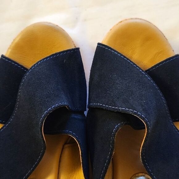 CODANI Jan Suede Upper Cork Platform Wedge in Crosta Blue Scuro Size 38 US 7.5 - Picture 8 of 8